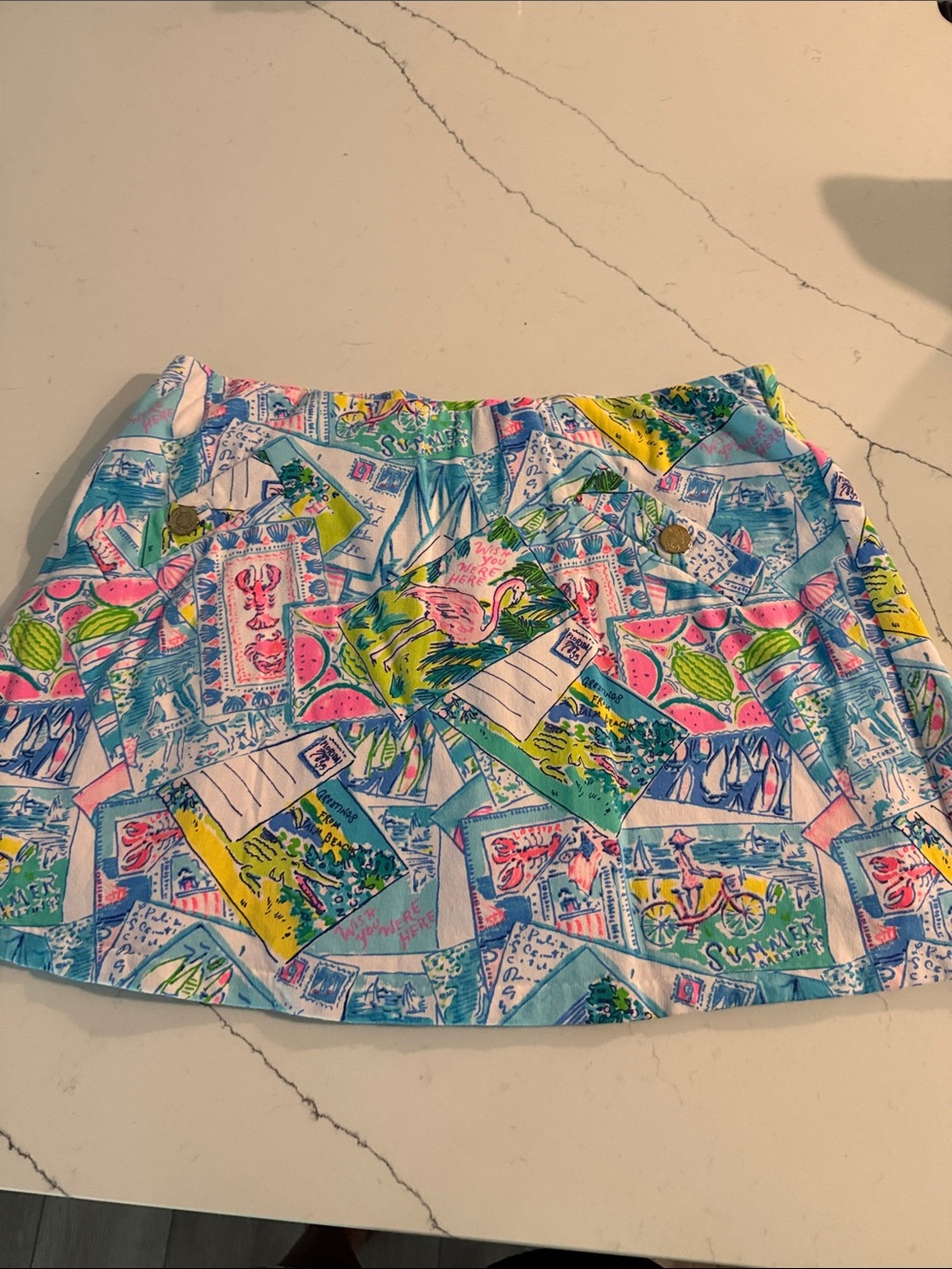 Lilly Pulitzer Pastel Postcard-Print Mini Skirt